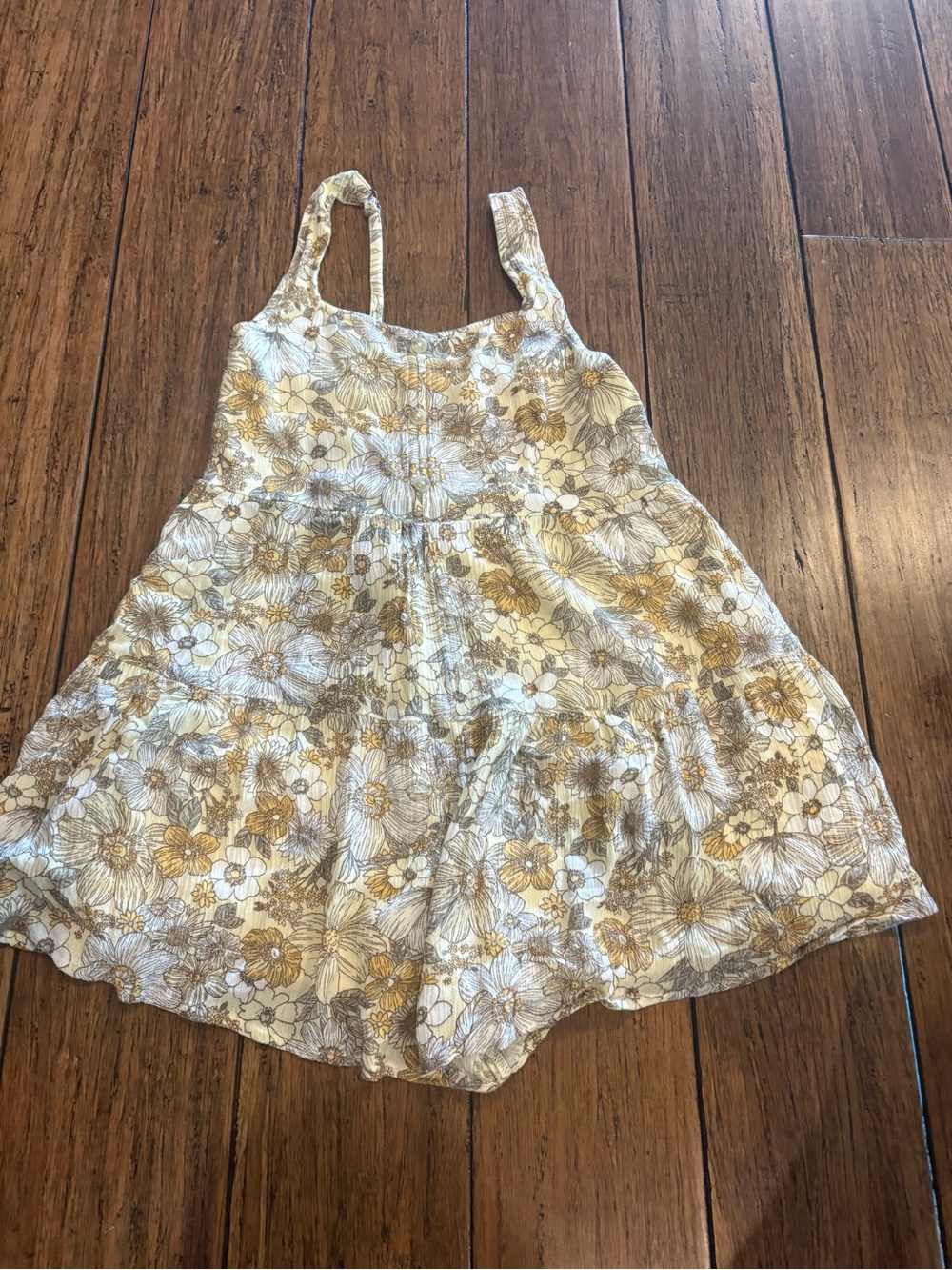Girls' Floral Sundress Top in Cream & Gold - Brand Not Visible